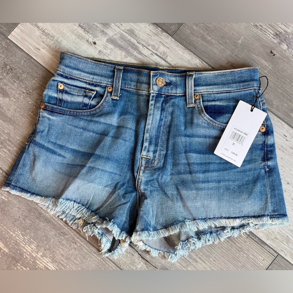 7 for all mankind denim Jean shorts size 25 cut off raw hem